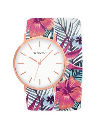Zegarek damski wiązany - Tropical heat - Tarcza Różowe złoto, Bandwatch