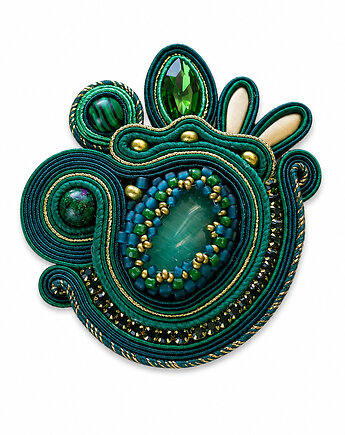 Isobelle -zielona broszka soutache, Mró Soutache