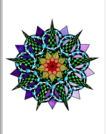 58. MANDALA NA OSTRO - fioletowa - rysunek, plakat., kama4you