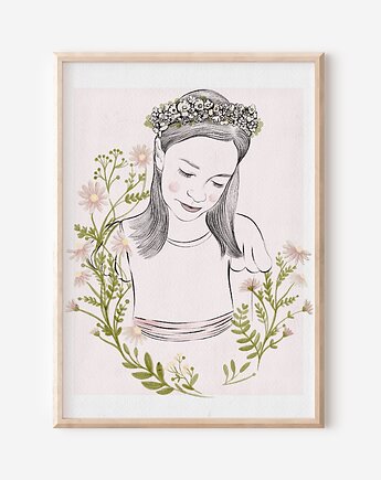 PORTRET  w wianku   - plakat personalizowany, Mint In Paper