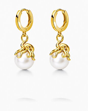 Kolczyki OŚMIORNICE Z BIAŁĄ PERŁĄ- srebro, złoto, różowe złoto, ISSI Jewelry