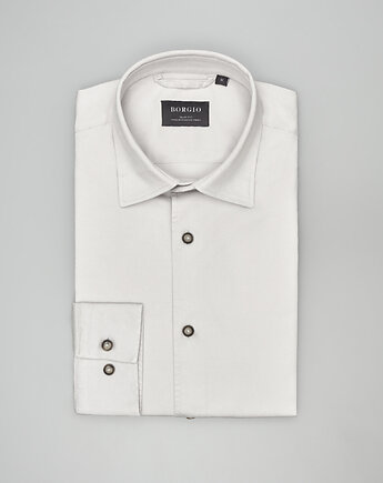 Koszula terranova 00553 długi rękaw szary slim fit, BORGIO