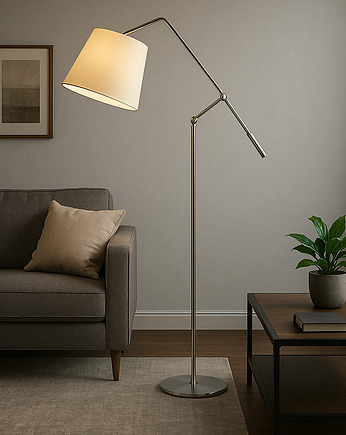 Nowoczesna lampa stojąca z regulowanym ramieniem do czytania w salonie FOYA, LYSNE
