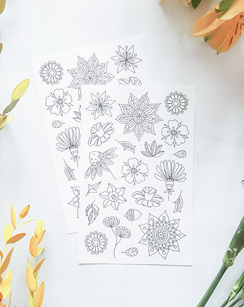 Kwiaty, Kwiatki - Naklejki do Kolorowania, Anna Grunduls Design