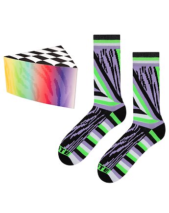 Kolorowe skarpetki UV świecące w ultrafiolecie, unisex, bawełniane, design, ZOOKSY