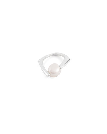 PEARL ring / glossy silver with white pearl, Filimoniuk