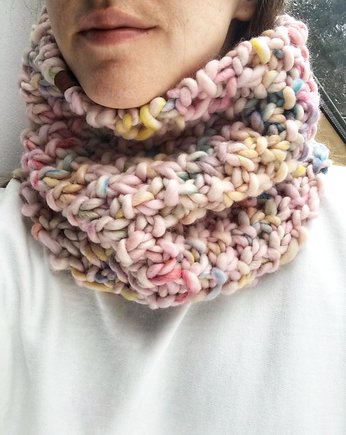 Komin Rainbow z grubej ręcznie farbowanej wełny, Holy Alpaca Knit