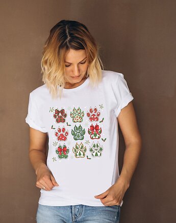 Koszulka  z nadrukiem  Merry Pawmas, ART ORGANIC