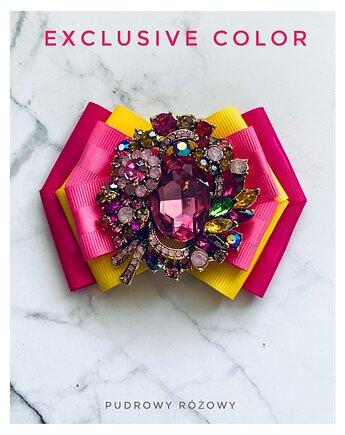 Brosza z Ogromnym Różowym kryształem Exclusive 1 szt NEW, Pudrowy Różowy