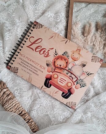 ALBUM SAFARII z personalizacją, prezent na Roczek, Chrzest, narodziny, LOO LOO DREAM