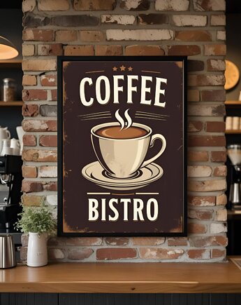 PLAKAT kawa, coffee bistro, vintage grafika loft, black dot studio