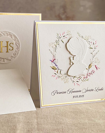 Kartka na komunię z pudełkiem i kopertą, 65 D, Anna Art and Crafts