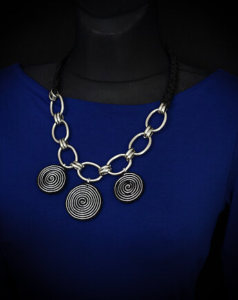 Czarno srebrne spirale - naszyjnik sutasz, Mró Soutache