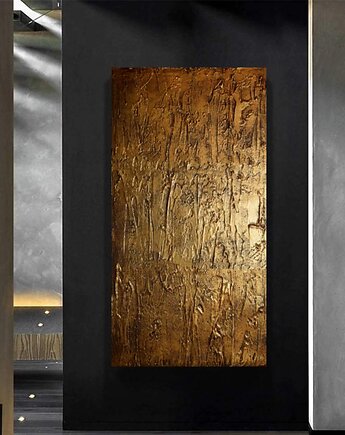 Efektowny duży obraz strukturalny abstrakcyjny płaskorzeźba 80x160cm, art and texture