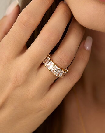 Pierścionek z cyrkoniami bagietami - srebro 925 pozłacane, Coccola JEWELLERY
