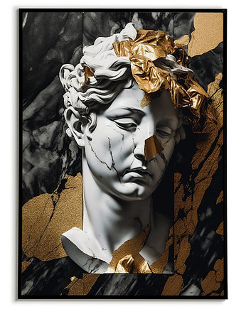 Plakat Grecki - Portret antycznego boga z elementami złota. Nowoczesny obraz, Bajkowe Obrazki