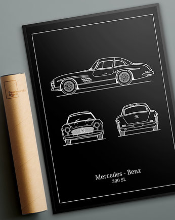 Plakat Legendy Motoryzacji - Mercedes 300 SL, Peszkowski Graphic