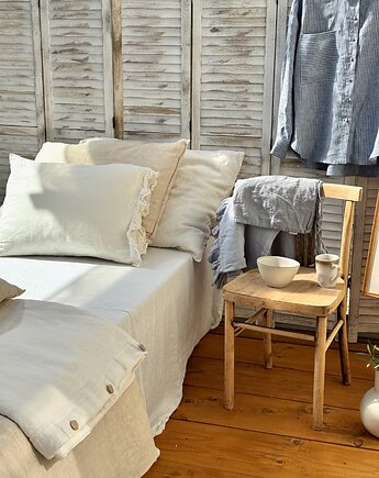 Komplet poszewek z  lnu 100% wanilia, Nature Bed