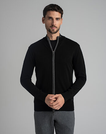 Sweter rozpinany casazza czarny, BORGIO