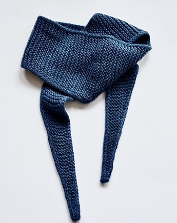 Mini szalik z merynosa granatowy, knots