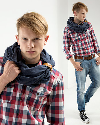 Dzianinowy Komin XXL 2x większy NAVY MELANGE, CADOaccessories
