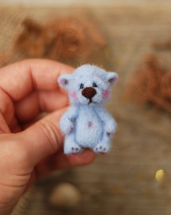 Miś broszka- Niebieski, BoboLobo Handicraft