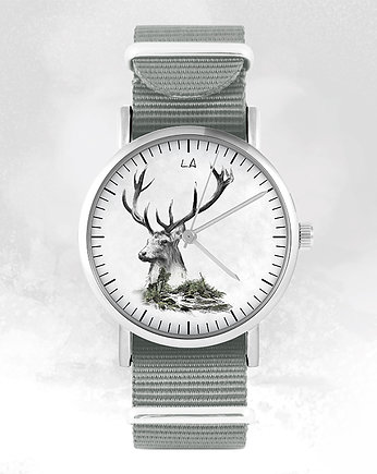 Zegarek - Jeleń - szary, nylonowy