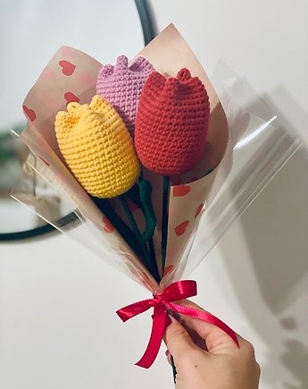 Bukiet z tulipanów, prezent dla mamy, babci, zony, HANDMADE crochet by Klaudia