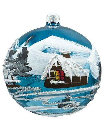 Bombka okrągła Zimowa Wioska: niebieska, Syn Bombkarza