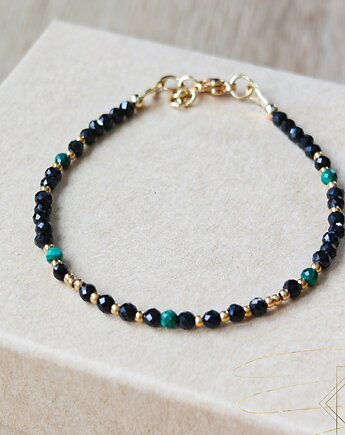 Elegancka bransoletka z turmalinu i malachitu, NESSING handmade