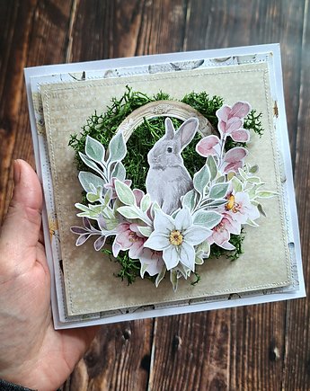 Świąteczna personalizowana kartka wiosenna króliczek, Crafty Hand