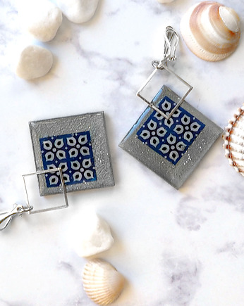 ANTICUA - KLIPSY geometryczne ze srebrem, Chodelska Art Studio