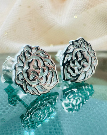 Srebrne kolczyki lwy origami, głowa lwa sztyfty, Anemon Atelier