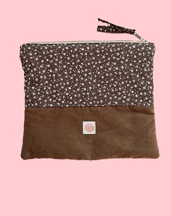 Kosmetyczka w kwiatki brązowa, Pyza