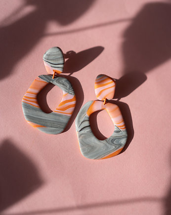 Kolczyki sztyfty w organicznym kształcie marble, Dwie Gliny