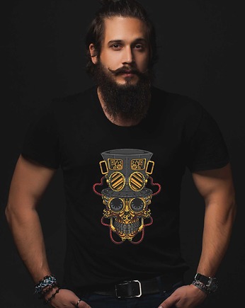 Koszulka organiczna z nadrukiem Steampunk Skull, ART ORGANIC
