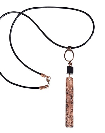 Naszyjnik - wisior z oksydowanej miedzi i rzemienia /5/ handmade rękodzieło, Galeriai