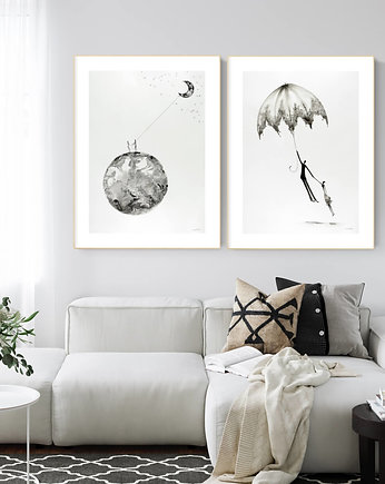Zestaw 2 obrazów  malowanych ręcznie 50 x 70 cm zam, MiniMalArt