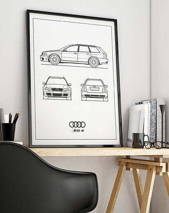 Plakat Legendy Motoryzacji - Audi RS4, OKAZJE - Prezenty na 18 dla chłopaka