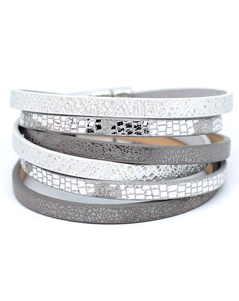 Bransoletka rzemienie Fun szaro-biała, Kociokwik Jewelry
