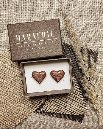Spinki do mankietów z drewna w kształcie serca, MARACHIC