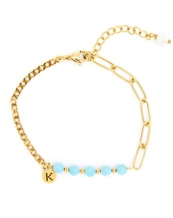 Bestseller! Bransoletka z Amazonitem Pozłacana stal szlachetna, Kulka Bransoletki