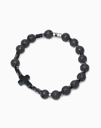 Symbol Wiary i Siły- Bransoletka Różaniec z Lawy Wulkanicznej, Black Mamba Jewelry