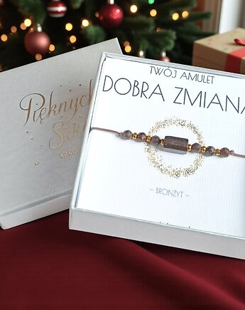 Amulet - DOBRA ZMIANA - świąteczne pudełko - BRONZYT, kaktusia