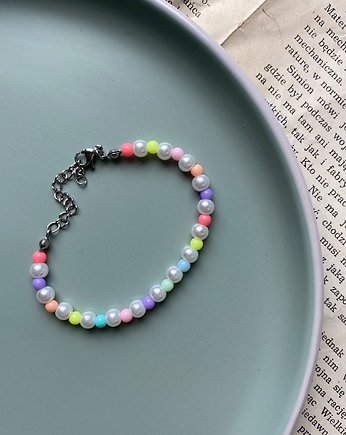 Bransoletka szklane perły koraliki akrylowe, Panji Handmade