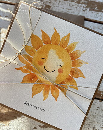 Kartka ręcznie robiona słońce - dużo radości, sorte