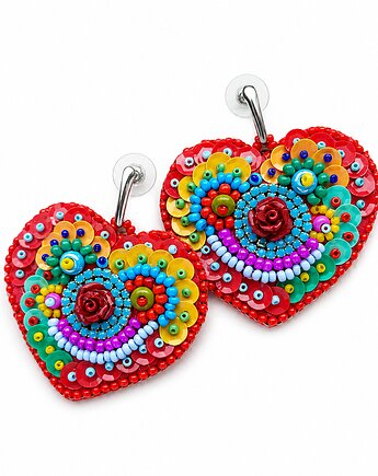 Kolekcja Frida - kolczyki kolorowe serca, Mró Soutache