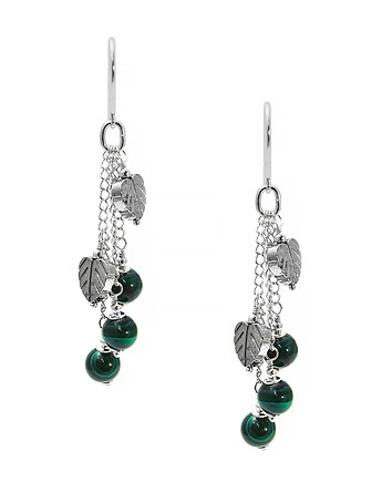 Długie, zielone kolczyki gronka  z malachitem, SREBRO 925, Yamira Art Studio