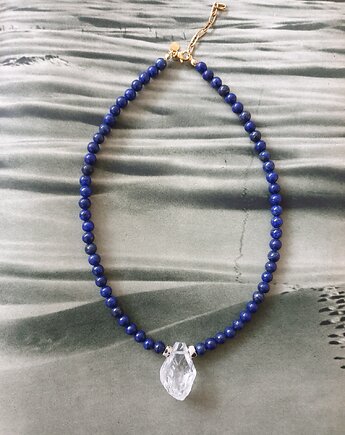 Naszyjnik z wisiorem ROOTS lapis lazuli, prasiolit, modesign