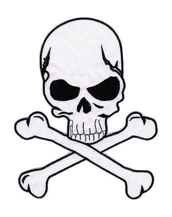 Naszywka naprasowanka CZASZKA BIAŁA termo haft 20x15,5cm duża, Wyszywane